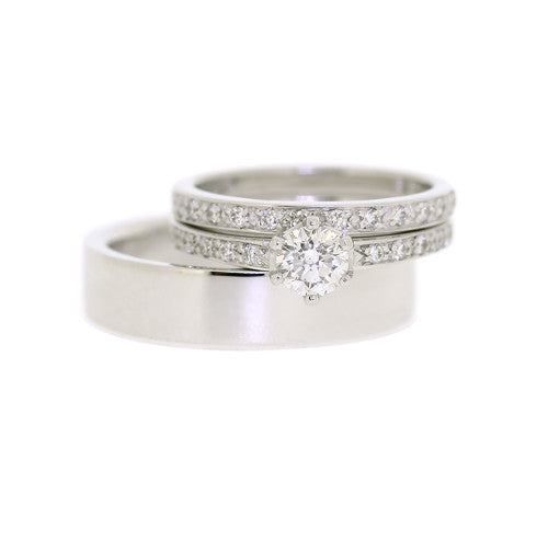 White Gold Ladies & Gents Wedding Ring Suite