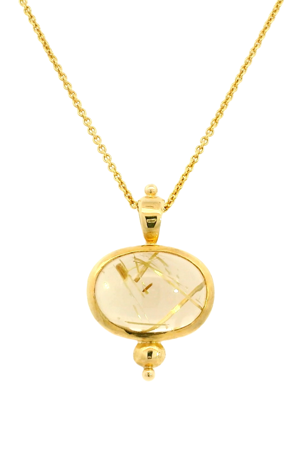 9ct yellow gold rutilated quartz pendant