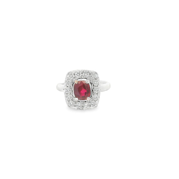 18ct white & rose gold 1.32ct Burmese ruby & diamond ring