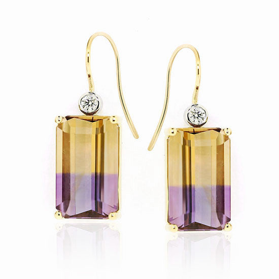 18ct Gold Ametrine & Diamond earrings