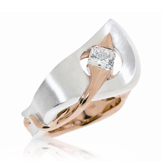 White & Rose Gold Radiant Diamond Ring