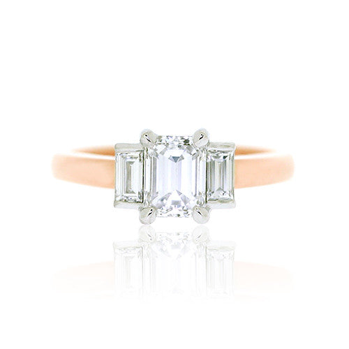 18ct Gold Emerald Cut Diamond Ring