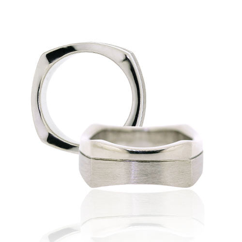 Gents Brushed White Gold Ring