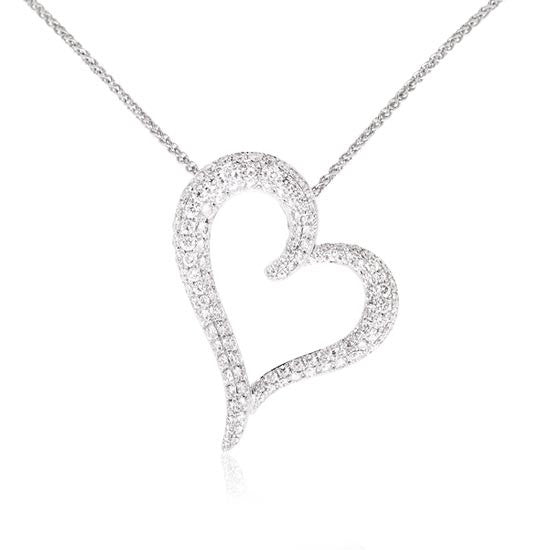 White Gold Diamond Love Heart Pendant
