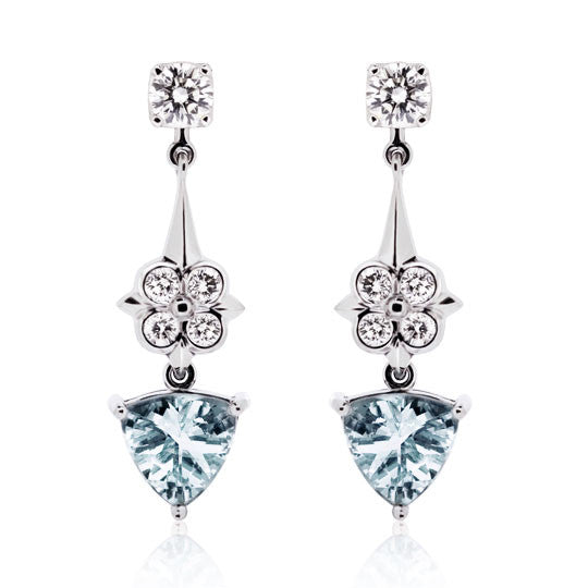 Aquamarine & Diamond White Gold Earrings
