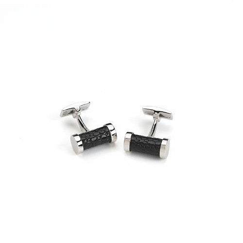 Sterling Silver Stingray leather tube cufflinks